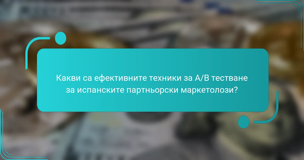 Какви са ефективните техники за A/B тестване за испанските партньорски маркетолози?